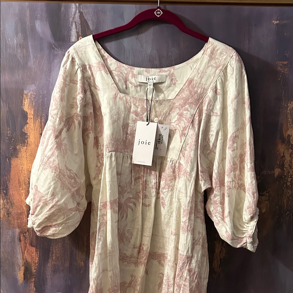 Joie Cream and Pink Patterned Blouse